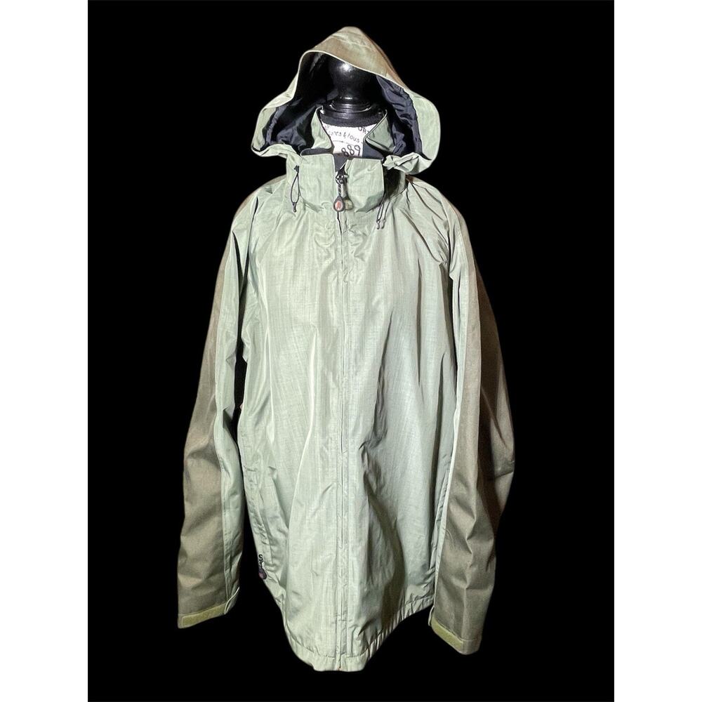 Sports Afield XL Olive Green Jacket Heavy Canvas Sleeves Nylon Lined Hood